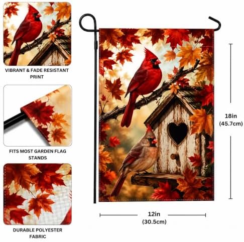 Fall Decor - Cardinal Bird Fall Garden Flag | Thanksgiving Decorations