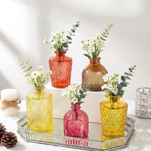 Set of 30 Gold Glass Bud Vases Small Textured Flower Vases
