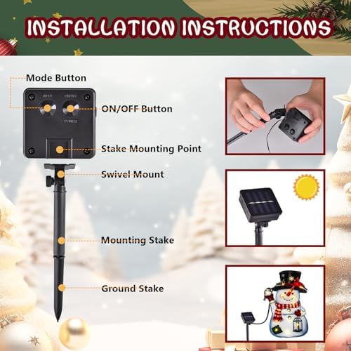 28x40 Lighted Christmas Snowman Garden Flag, 8 Modes Solar LED