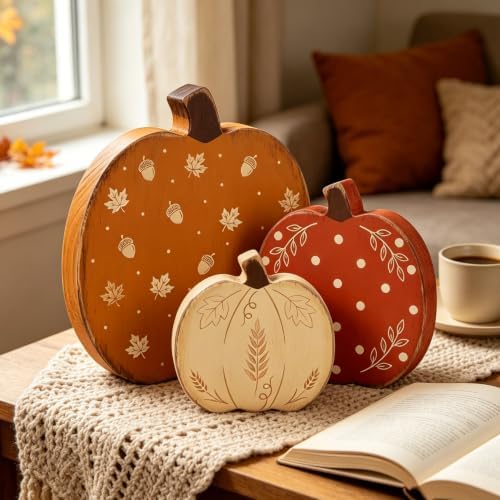 Wooden Pumpkin Fall Decor, Fall Decorations for Home
