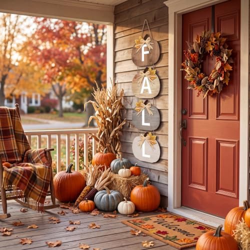 Vicenpal Fall Porch Sign Wooden Hanging Farmhouse,Classic Color,Pumpkin