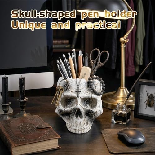 Wowagoga Halloween Resin Skull Flower Pot Planter Skull Head Bowl Decor
