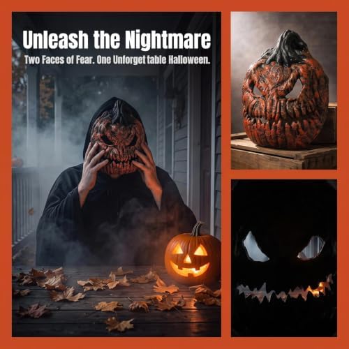 2 Pack Halloween Porch Light Face Covers, Lighted Outdoor Halloween Decor