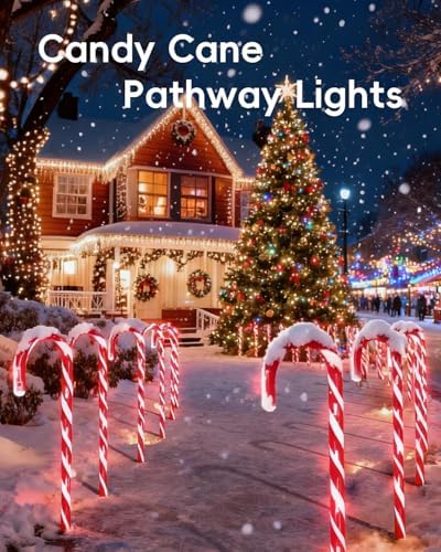 COOLWUFAN 24 Pack 22 Inch Christmas Candy Cane Pathway Lights Outdoor Decor