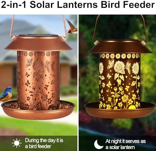 Sunflower Solar Bird Feeder Outdoor Waterproof Hanging Garden Decor