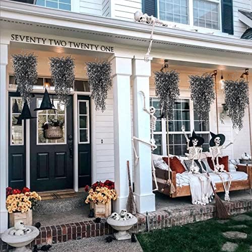 RECUTMS 4Pcs Artificial Hanging Wisteria Plants 31.5In Plastic Black White