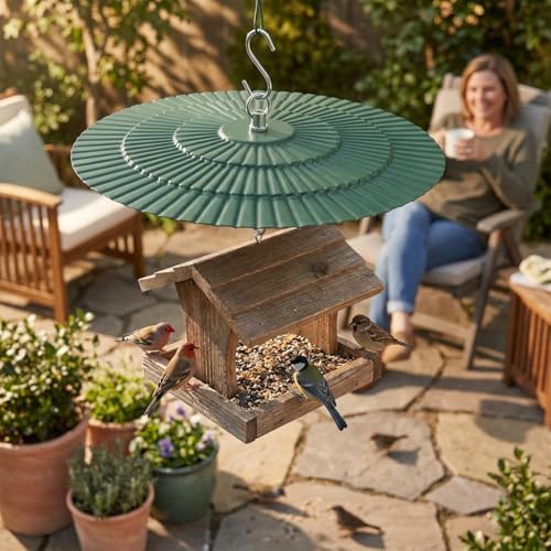 [2 Pack] 11.5" Metal Bird Feeder Rain Guard - Green