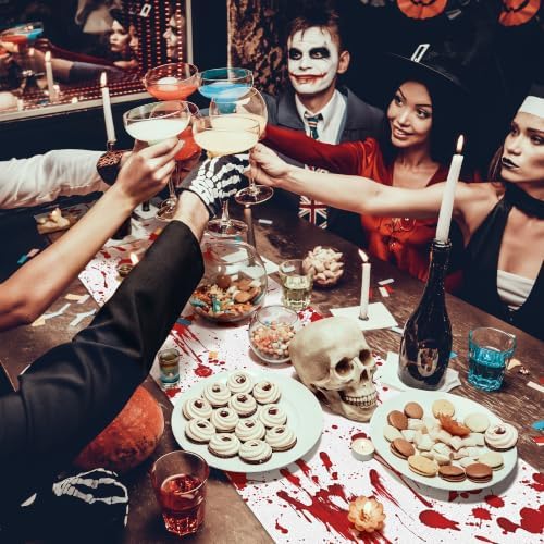 14 × 84" Halloween Table Runner, Blood Handprint Horrifying Halloween Decor