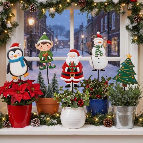 Roowest 5 Pack 12'' H Metal Christmas Yard Stakes Outdoor Decorations