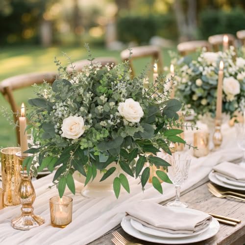Hananona 135 Pcs Mixed Eucalyptus Leaves Stems Artificial Greenery Bulk