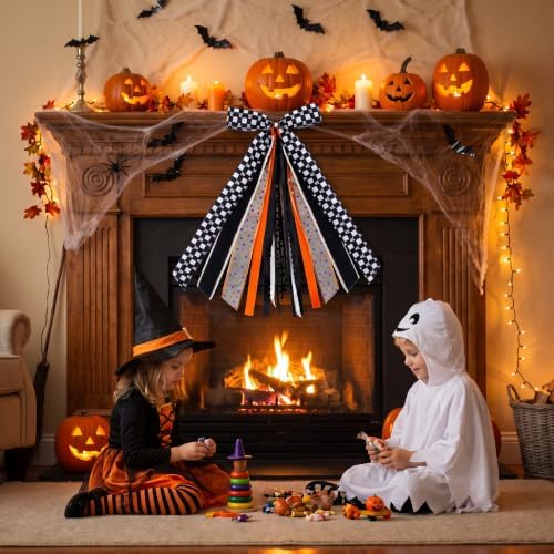 Halloween Wreath Sash Halloween Wreath Bow, 11.8*23.6" Wreath Bow Decor