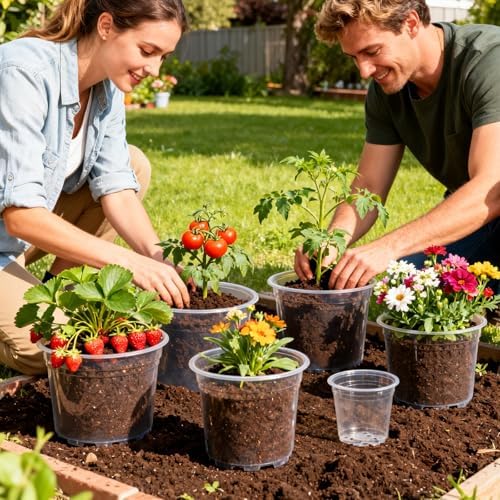 12 Pack 4/6/8/10 Inch Clear Nursery Pots for Plants, Large Size Nursery Pot