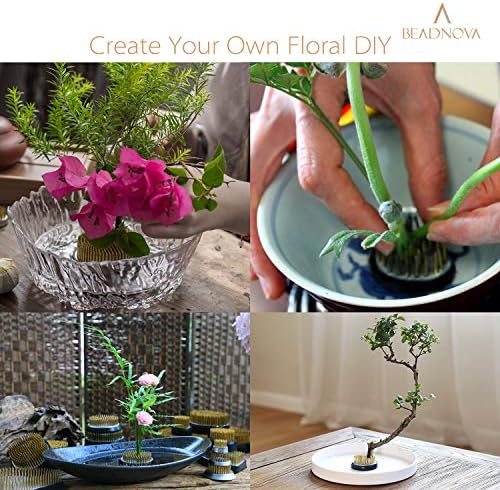 BEADNOVA Floral Frog Kenzan with Rubber Gasket Ikebana Flower Frog for Arrangements Ikebana Vase (1.3 Inch/34mm, 2pcs)