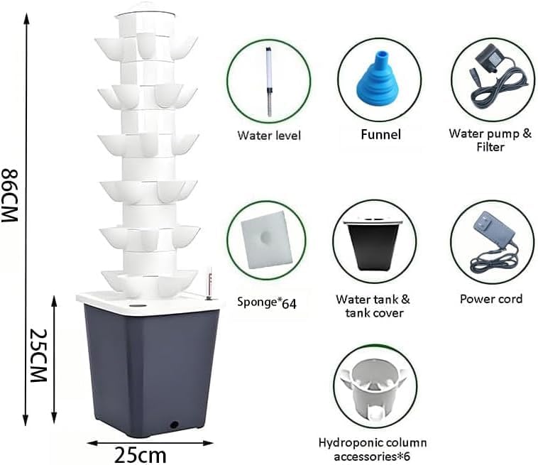 Hydroponics Growing System, 30 pods Hydroponics Tower Growing System Indoor Vertical Garden Planter Indoor Smart Garden
