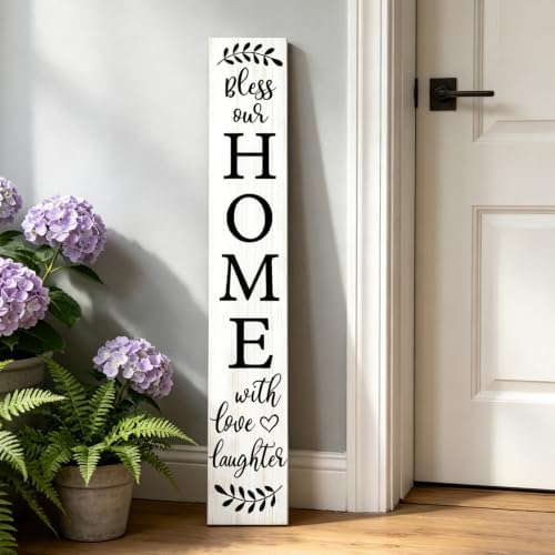 Welcome Sign for Front Door Porch, Bless Our Home Signs 47"