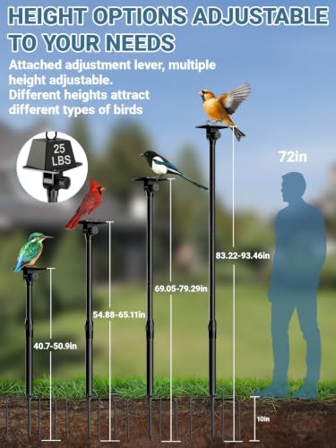92 Inch Bird Feeder Pole, Heavy Duty 1-Inch Stainless Steel Stand