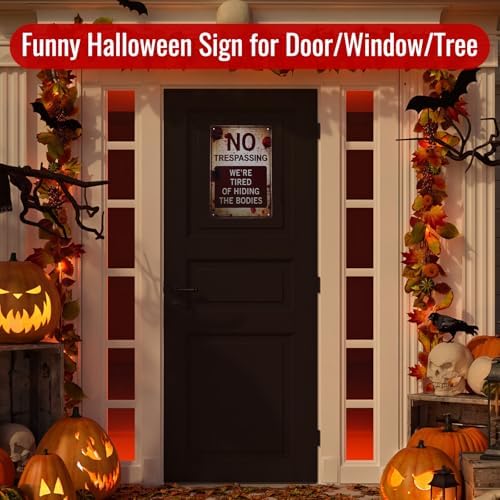 Halloween Decorations Metal Tin Sign for Outdoor Yard, Garage Wall