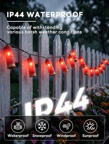 Oviejo 8.5Ft Shotgun Light String, Christmas LED Light String with 10 Red Bullet Lights for Outdoor Mexican Party Graduation Celebration Patio Bedroom Decor, Green Wire