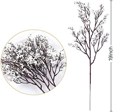 Sggvecsy 15 Pcs Babys Breath Artificial Flowers Gypsophila Bouquets Bulk Real Touch Fake Silk Flowers for Home Wedding DIY Floral Arrangement Kitchen Table Centerpiece Festival Decoration (White)