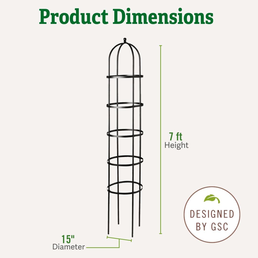 Gardener's Supply Company 7 Ft Essex Round Trellis | Sturdy Powder-Coated Steel Freestanding Obelisk Garden Trellis for