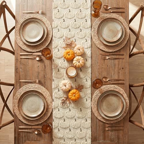 Artoid Mode Beige Soft Faux Fur Fall Table Runner 13x36 Inch