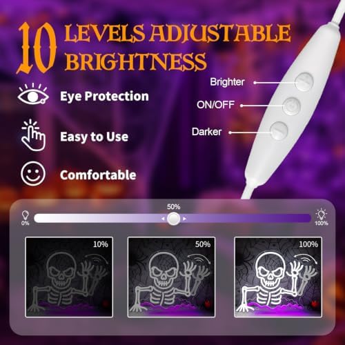 Halloween Waving Skeleton Neon Sign Dimmable Ground Breaker Skeleton Decor