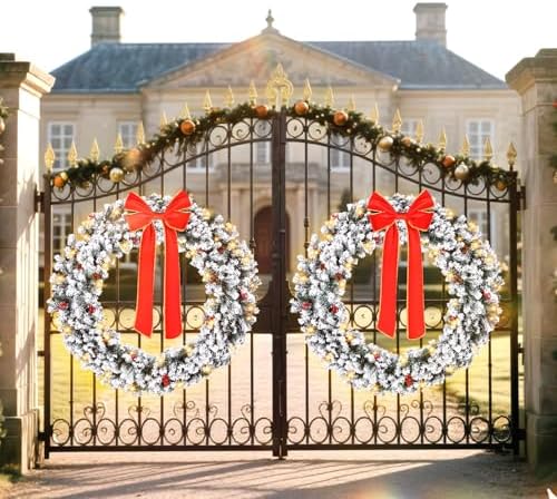 VINGLI 60" Extra Large LED Christmas Wreath with 220 Warm White Lights