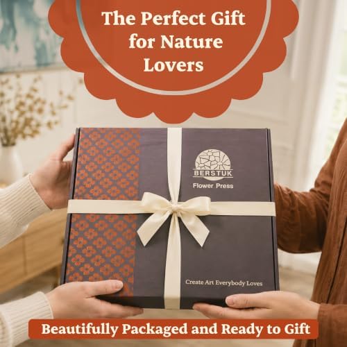 Large Flower Press Kit for Adults, 11" x 11" Square Wooden Press, 5 Layers
