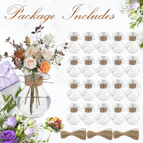 Bokon 5.7" Plastic Small Bud Vases Bulk for Centerpieces, 20 Pcs