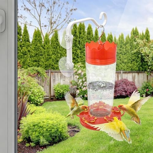Heavy-Duty Window Suction Cup with Hanger, Window Mounted Wildlife, Hummingbird, Bird Feeders, Decorative Birdhouses, Wind Chimes & Plants, Strong Load-Bearing Hanging Hook（White）