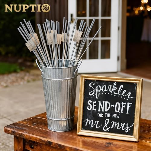 NUPTIO Galvanized Bucket for Flower Bar, 9" Tall, Set of 12
