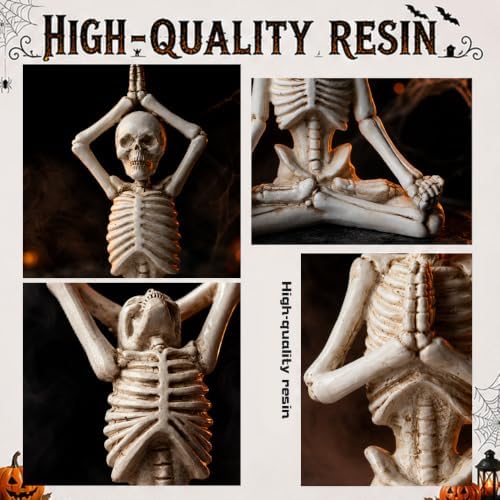 Halloween Yoga Skeletons Statue Set of 4 Skull Figurines Decorations Decor