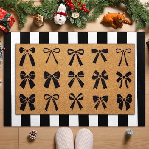 Tinideya 2 23.6 X 35.4 Inches Christmas Bows Brown Black