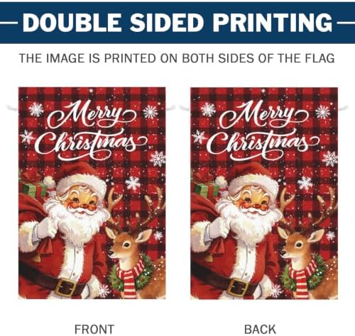 Large Christmas Garden Flag 28x40 Inch Santa and Deer Xmas Yard Flag