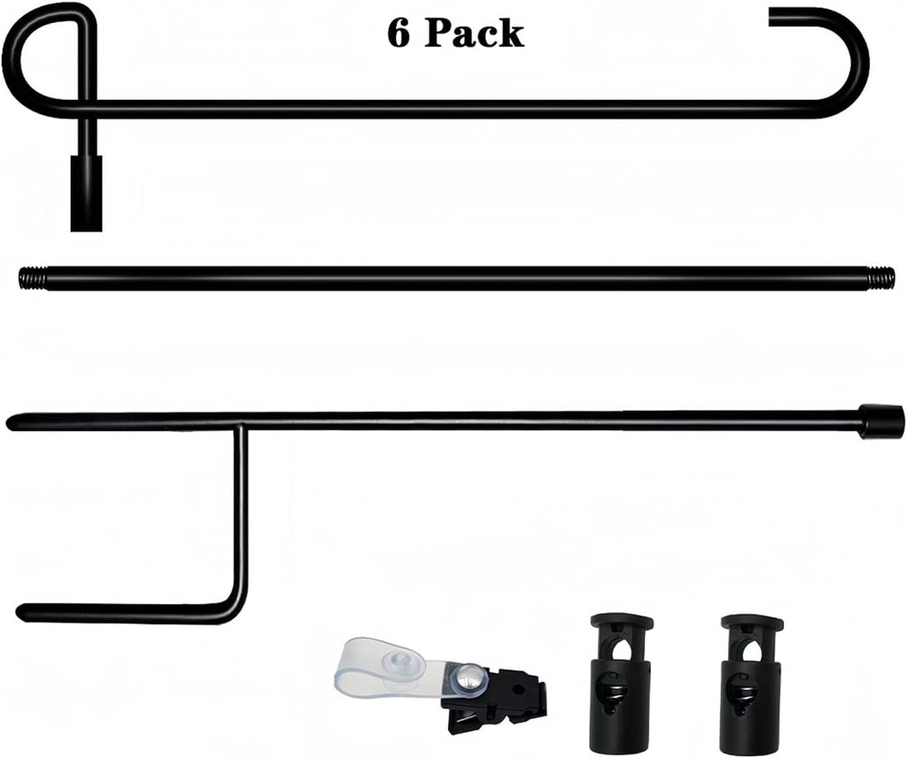 Garden Flag Pole Stand Holder, 6 Pack Garden Flags for Outside with Flag Stopper and Clip Waterproof Powder-Coated