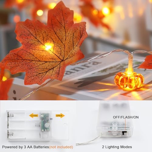 CESOF 2 Pack Fall Decorations for Home Fall String Lights Total 20ft 40 LED