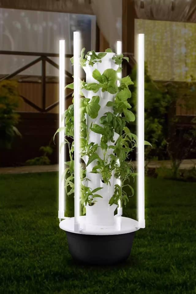 GRETEGO G&GO Hydroponics Growing System Kit, Aero Gardening System, Hydroponic Tower|28 Net Pots for Tomato, Green