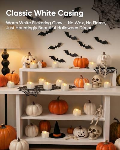 Homemory 24Pack Dripping Flameless LED Tea Lights,1.58"x 1.2",White Body