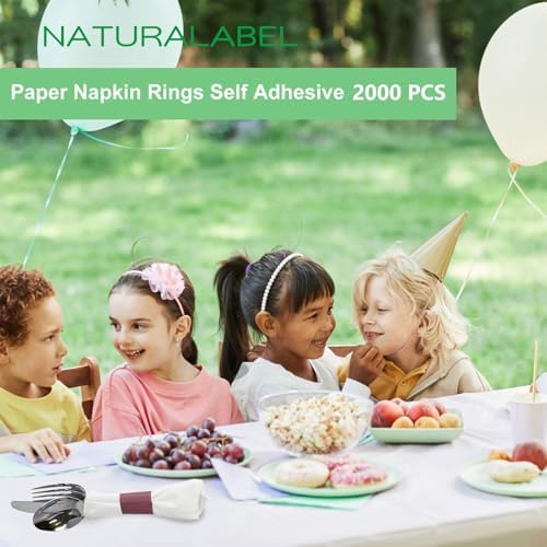 NATURALABEL Self-Adhesive Napkin Bands, Pack of 2,000, Burgundy