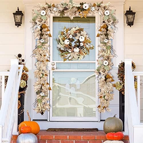 Fall Decorations for Home - 2 Pack 6Ft Autumn Maples Pumpkin Berry Garlands