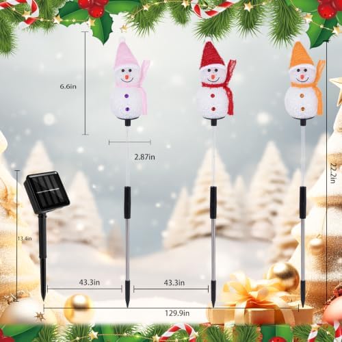 Solar Christmas Snowman Pathway Lights Outdoor Decoration, 3 Pack