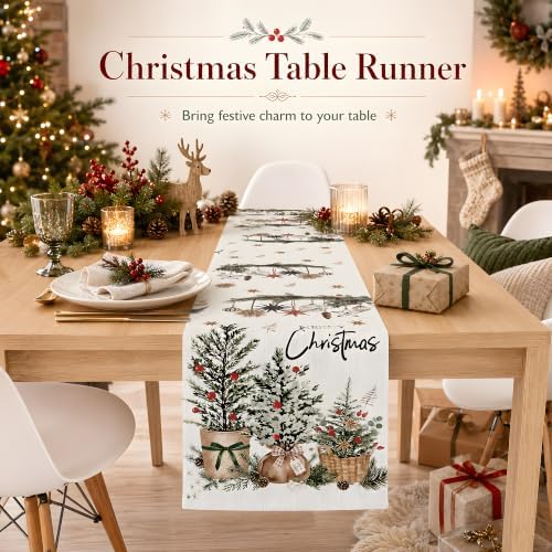 Christmas Party Decorations - Pine Cone Xmas Tree Table Runner