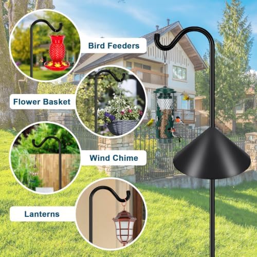 Gtongoko 108'' Shepherds Hook Bird Feeder Pole with 108'' Squirrel Baffle