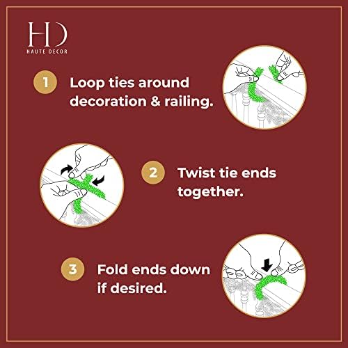 Haute Decor GarlandTies, 20 Ties,14 inches Long (Noble Pine), Secure Garland, Lights and More with Strong Greenery Garland Twist Ties