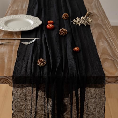 Black Cheesecloth Table Runner 120 Inch Fall Halloween Party Decorations