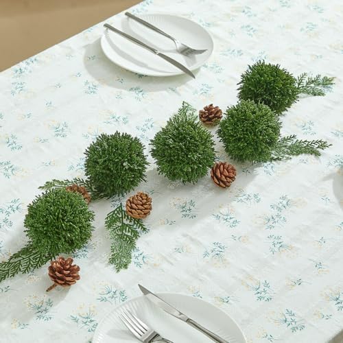 Heleze 4 Inch Decorative Balls, Real Touch Cedar Topiary Ball Faux Greenery Boxwood Balls for Centerpiece Bowls Farmhouse Home Decor 3 Pcs
