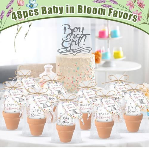 Reallnaive 96 Sets Baby in Bloom Baby Shower Party Favors Seed Packets