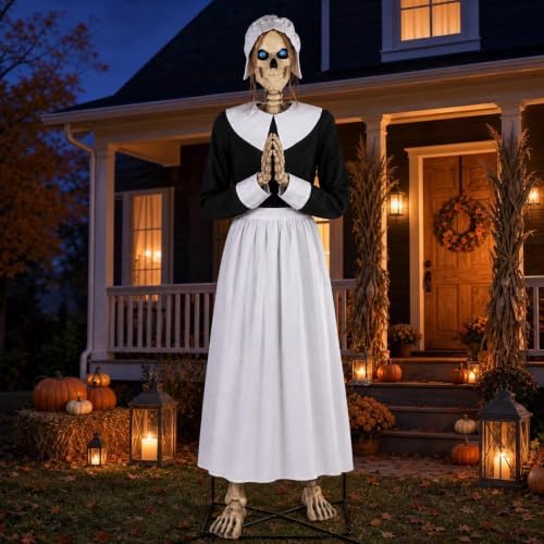 3 Pcs Pilgrim Woman Outfit for 12 Ft Skeleton Thanksgiving Accessories