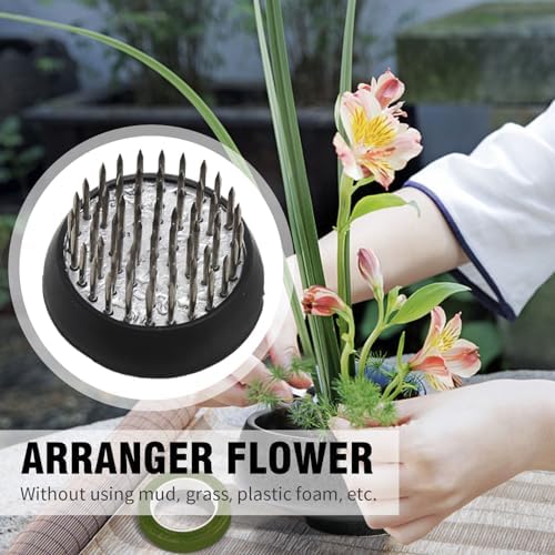 9pcs Jianshan Stainless Steel Pins Flower Arranger 1.33inch/34mm Plastic 1inch Flower Frogs Holder Fixed Flower Pin Holder Tool for Flower Arrangement Plant Fixing Plant Decoration