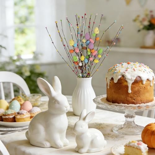Puluole 26Pcs Easter Decorations for Home - Faux Vine with Berries and Easter Eggs Picks and Sprays Spring Floral Picks Vase Artificial Flowers Arrangements Centerpiece Easters Garland Decor